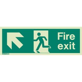 Jalite 434X Up Left Arrow Photoluminescent Fire Exit Sign (250 x 600mm)