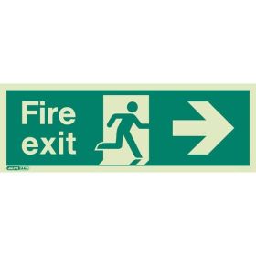 Jalite 435X Right Hand Photoluminescent Fire Exit Sign (250 x 600mm)