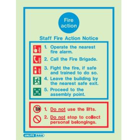 Jalite 5479D Staff Fire Action Notice - 150 x 200mm