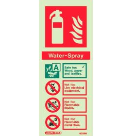 Jalite 6029M Photoluminescent (Glow In The Dark) Water Spray Extinguisher ID Sign 80 x 200mm