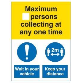 Coronavirus Maximum Number Of Persons Collecting At Any One Time Sign - Rigid PVC - COV054R