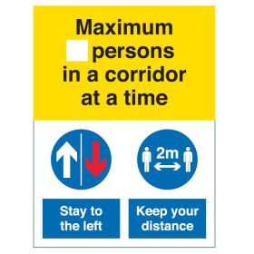 Coronavirus Maximum Number Of Persons In A Corridor At A Time Sign - Rigid PVC - COV055R