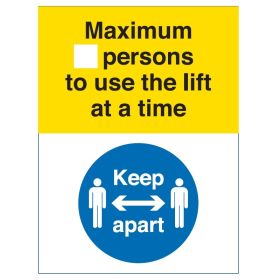 Coronavirus Maximum Number Of Persons To Use The Lift At A Time Sign - Self-Adhesive Vinyl - COV056V