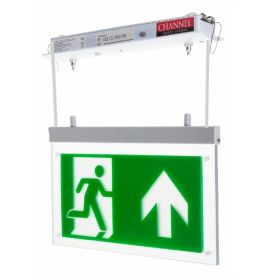 Channel E/RZ/M3/LED/R Razor LED Emergency Exit Sign - Hanging Recessed With Up Arrow