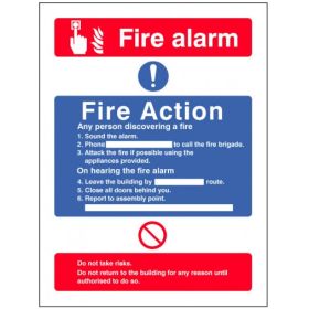 Fire Action Sign Without Lift Information 