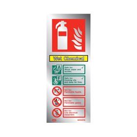 Polished Aluminium Metal Effect Wet Chemical Fire Extinguisher ID Sign - Jalite ME6367MR