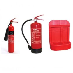 2KG Co2, 6Ltr Water Fire Extinguisher & Double Red Extinguisher Stand Bundle