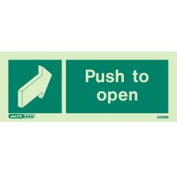 Jalite 4226M Photoluminescent Push To Open Sign - 80 x 200mm