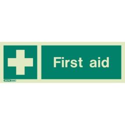 Jalite 4236PT Photoluminescent First Aid Sign - 100 x 300mm