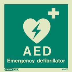 4347C Jalite Photoluminescent Emergency Defibrillator Sign 150 x 150mm