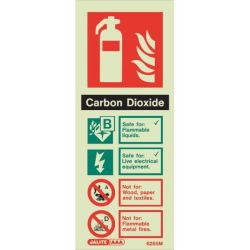 6265M Jalite Rigid PVC Photoluminescent Carbon Dioxide (CO2) Extinguisher ID Sign 80 x 200mm