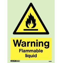 Jalite 7061D Photoluminescent Warning Flammable Liquid Sign 200 x 150mm