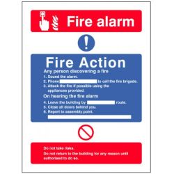 Fire Action Sign Without Lift Information 