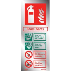 Polished Aluminium Metal Effect  Foam Fire Extinguisher ID Sign - Jalite ME6361MR