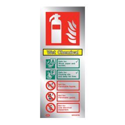 Polished Aluminium Metal Effect Wet Chemical Fire Extinguisher ID Sign - Jalite ME6367MR