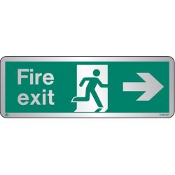 Jalite STB435T Brushed Stainless Steel Fire Exit Sign - Right Arrow 120 x 340mm