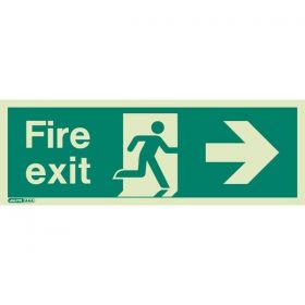 Jalite 435T Right Hand Fire Exit Sign - Photoluminescent - 120 x 340mm