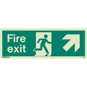 Jalite 438T Up Right Arrow Fire Exit Sign - Photoluminescent - 120 x 340m