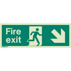 Jalite 439J Down Right Hand Fire Exit Sign - Photoluminescent - 200 x 450mm