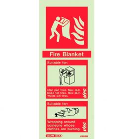 Jalite 6366M Rigid PVC Photoluminescent Fire Blanket ID Sign 80 x 200mm