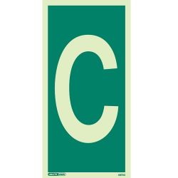 Jalite 4873G Letter C Photoluminescent Assembly Point Designation Sign